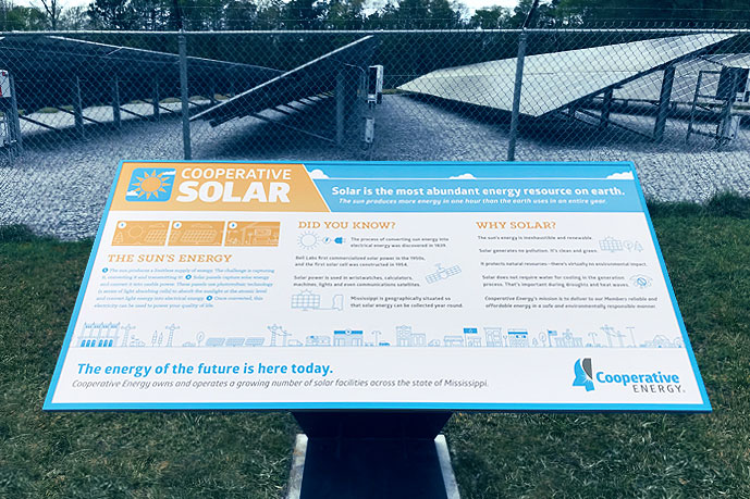 Interpretive site signs explain the solar process in an “at-a-glance” format.